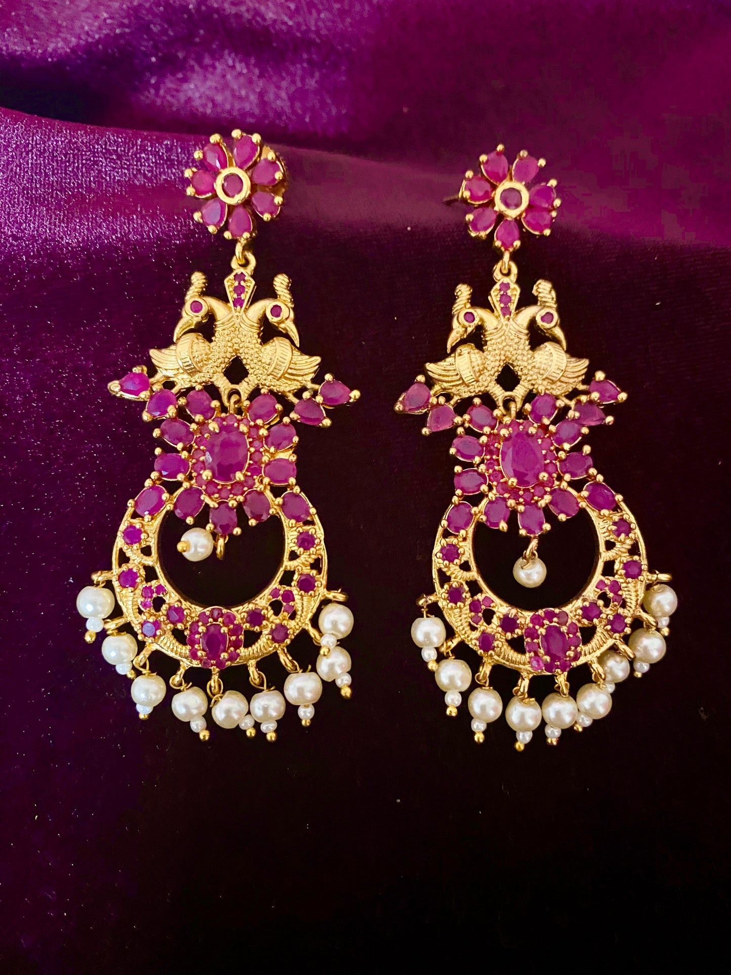 Ruby Peacock Antique Earrings