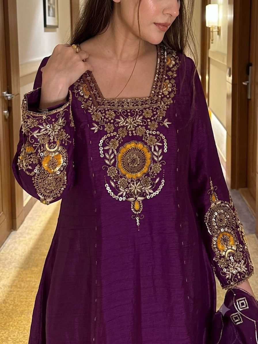 Vichitra Silk Embroidery Suit 6144
