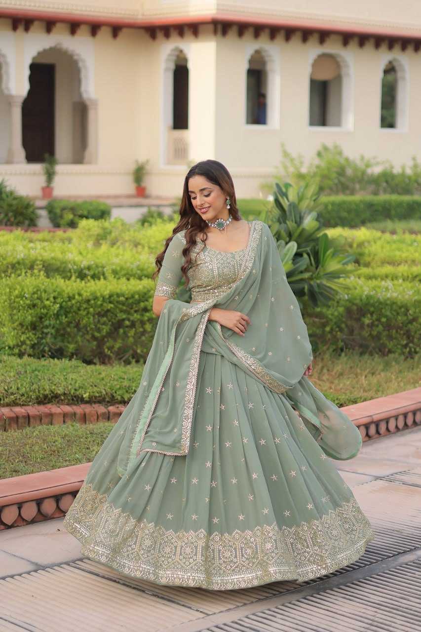 Faux Georgette Embroidered Lehenga 372