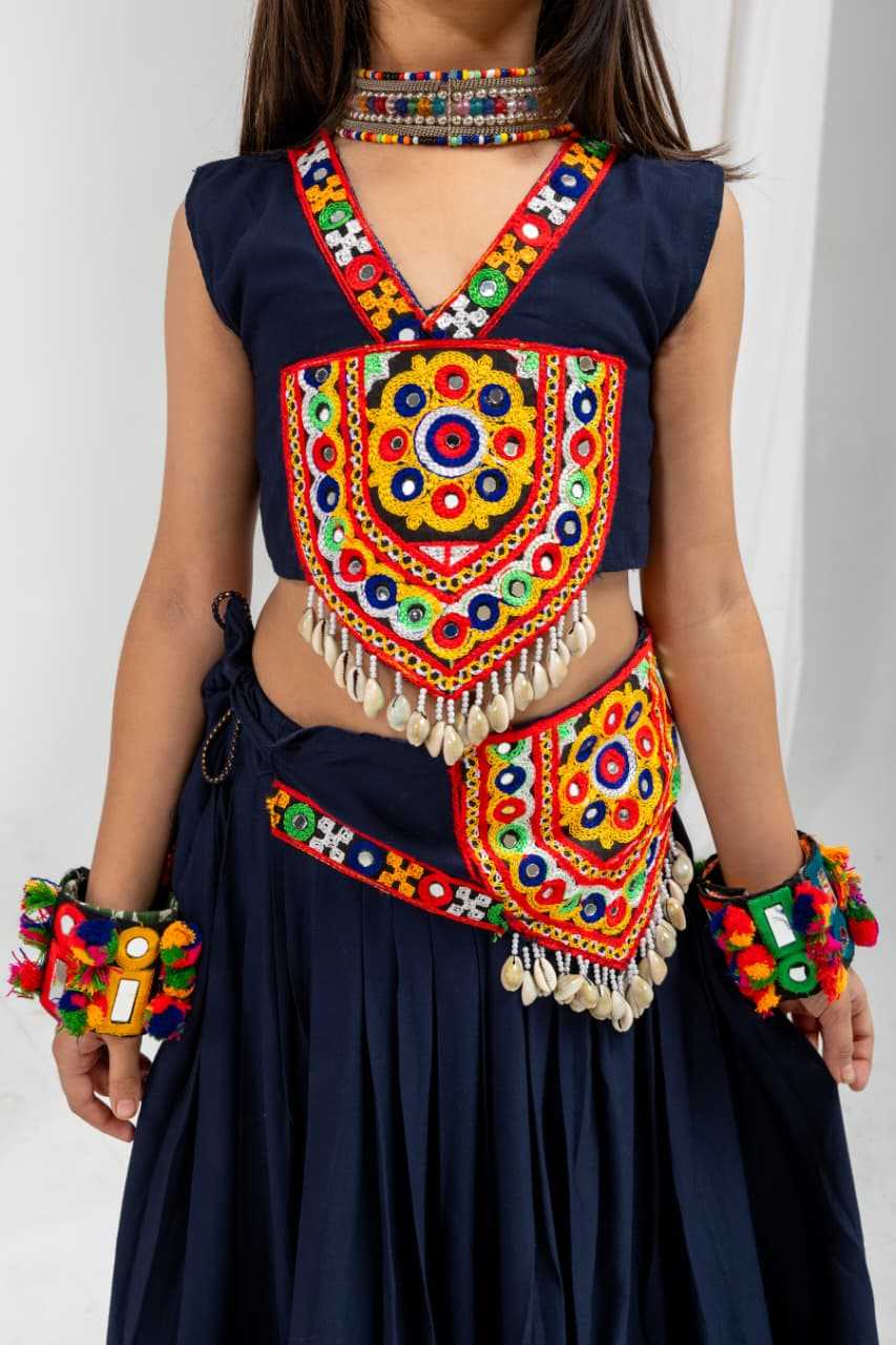Mayuri Reyon Cotton Kids Lehenga in Nevy Blue