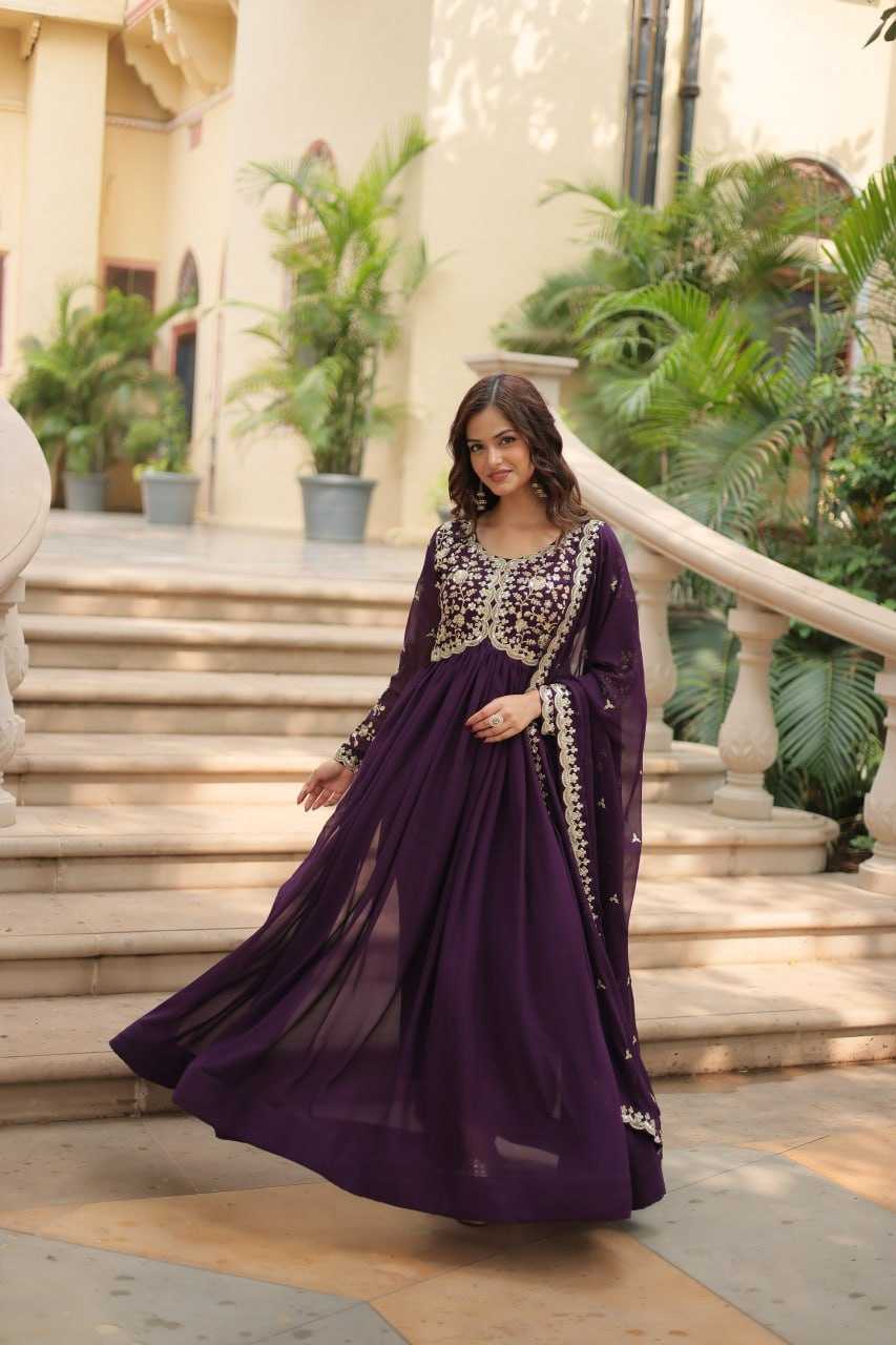 Faux Blooming Embroidery Gown