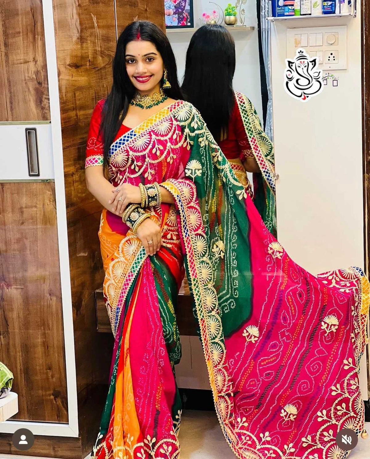Dull Moss Designer Saree