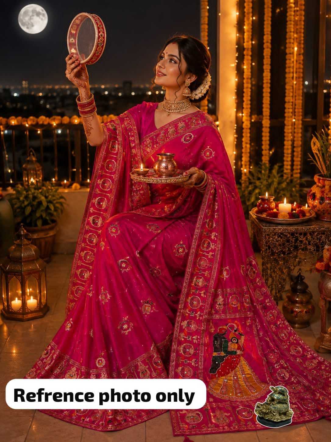 Karwachouth Viscose Hand Work Saree