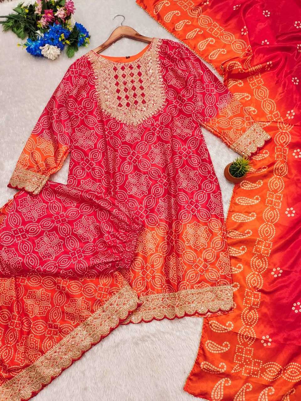 Chinon Silk Sharara Salwar Suit 014