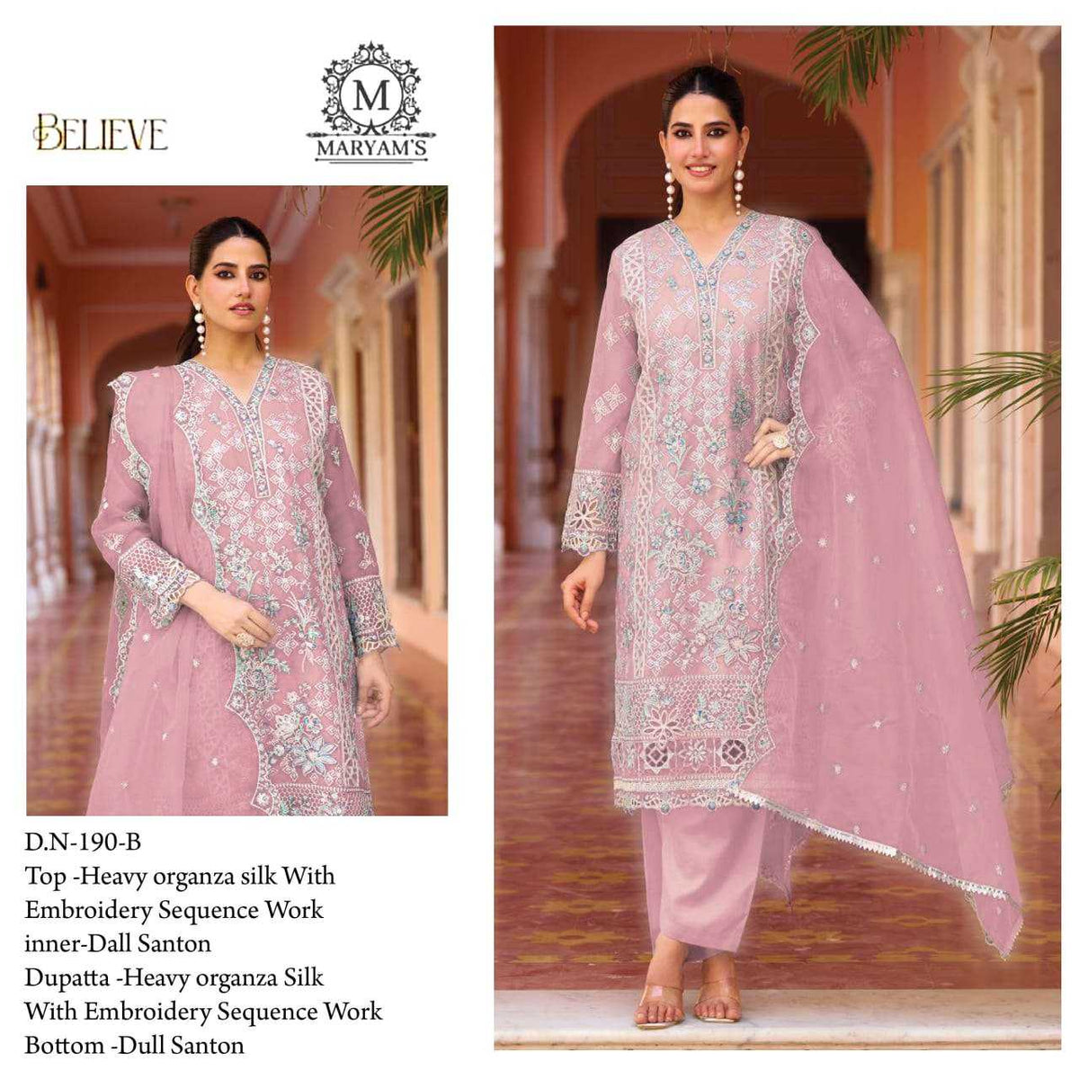 Organza Silk Embroidery Suit in Yellow