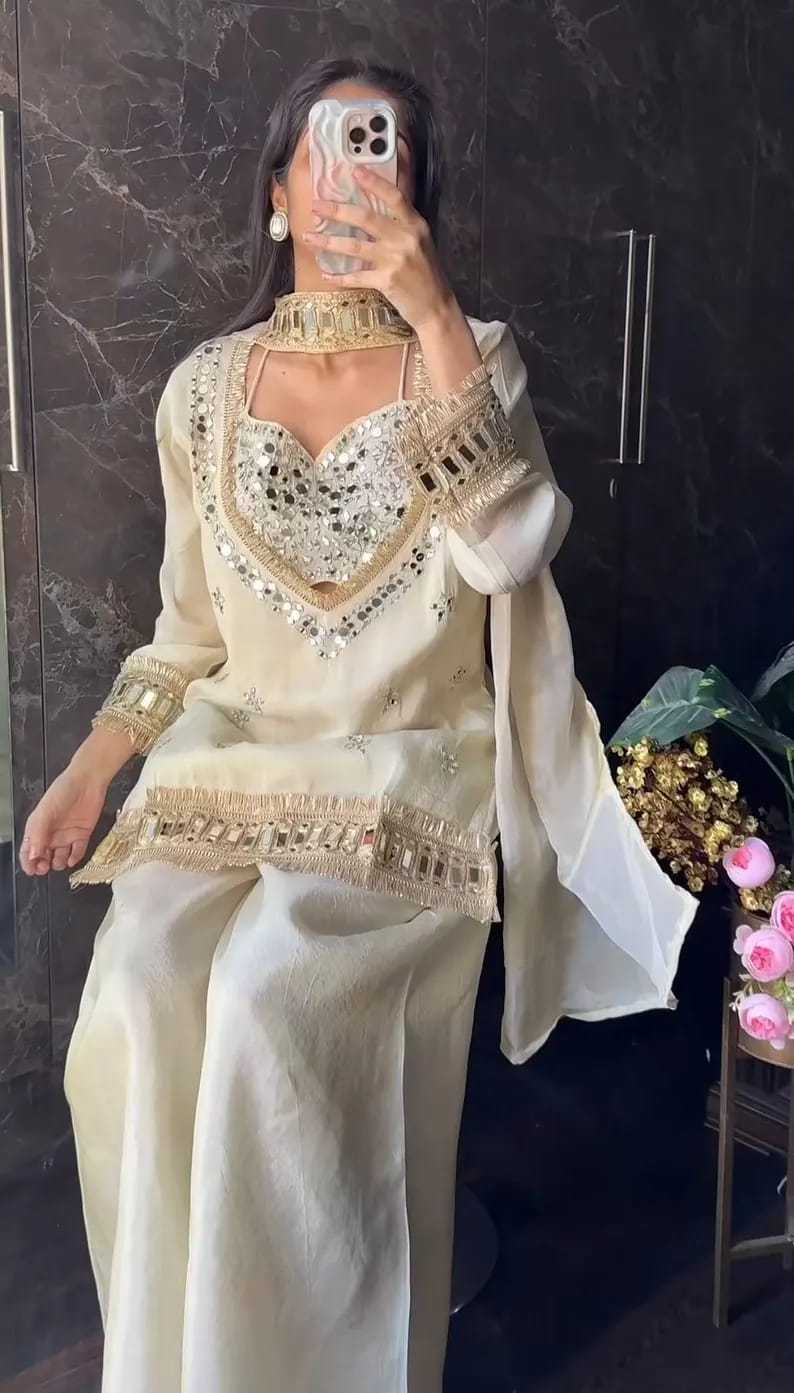 Chinon Silk Mirror Work Kurti