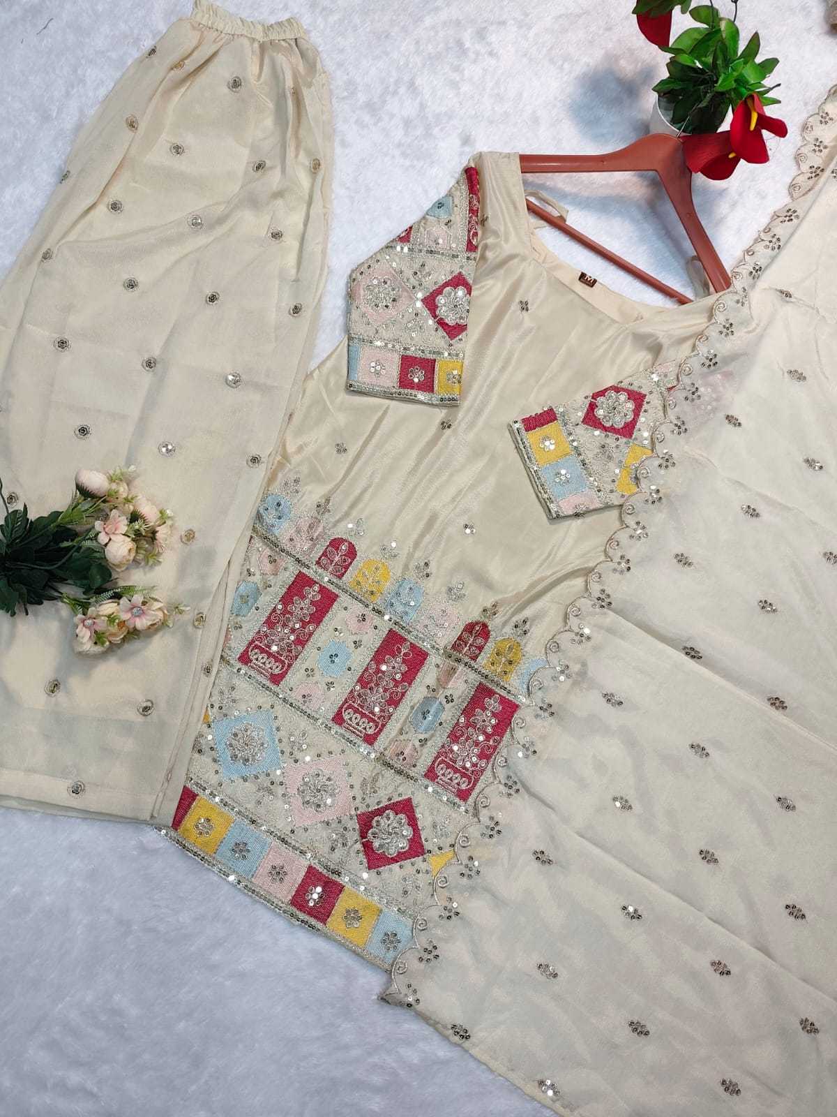 Crepe Silk Embroidery Suit