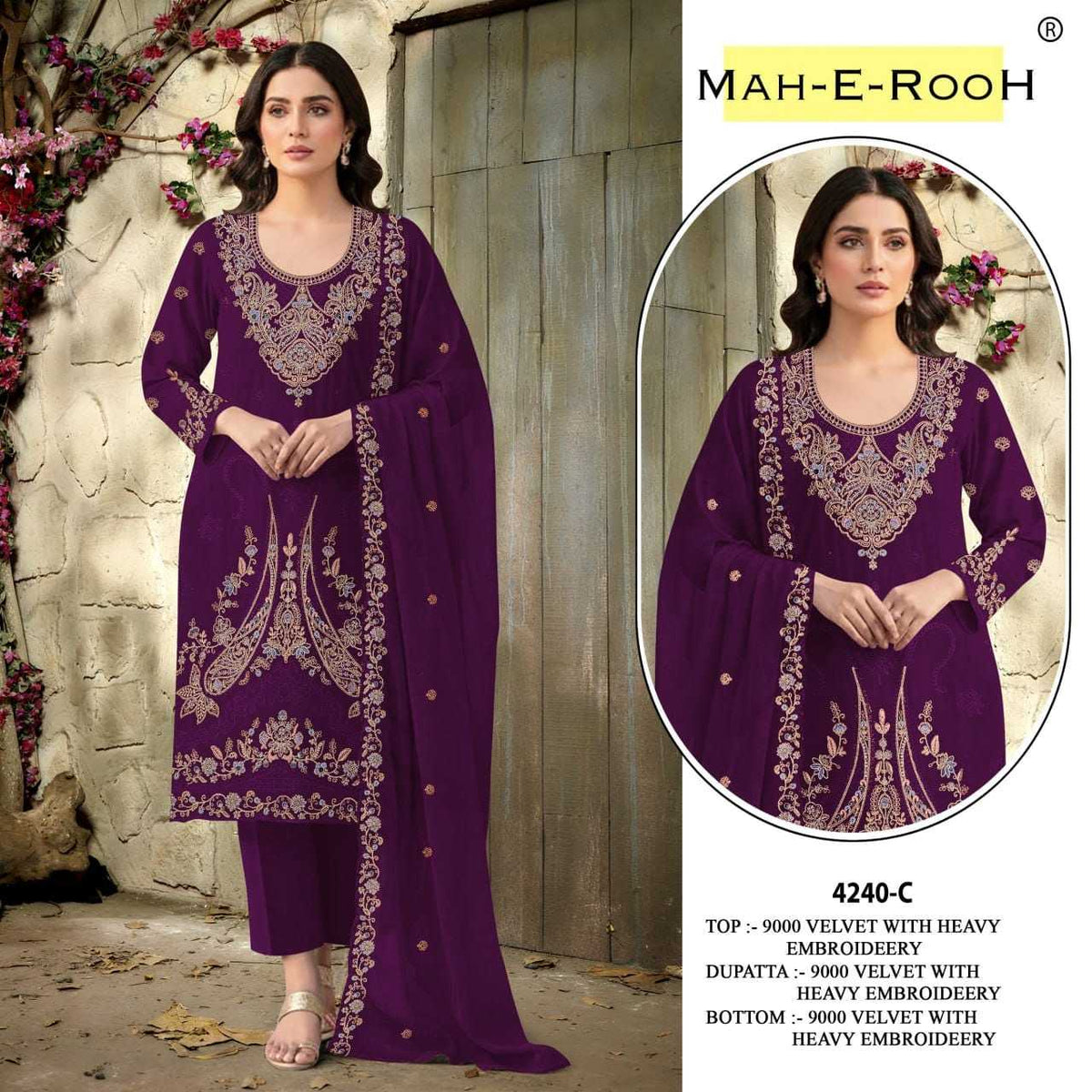 Mah-e-rooh Velvet Suit