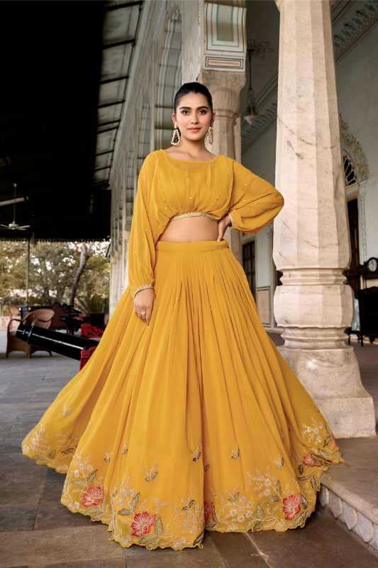 Georgette Embroidered Lehenga in Wine