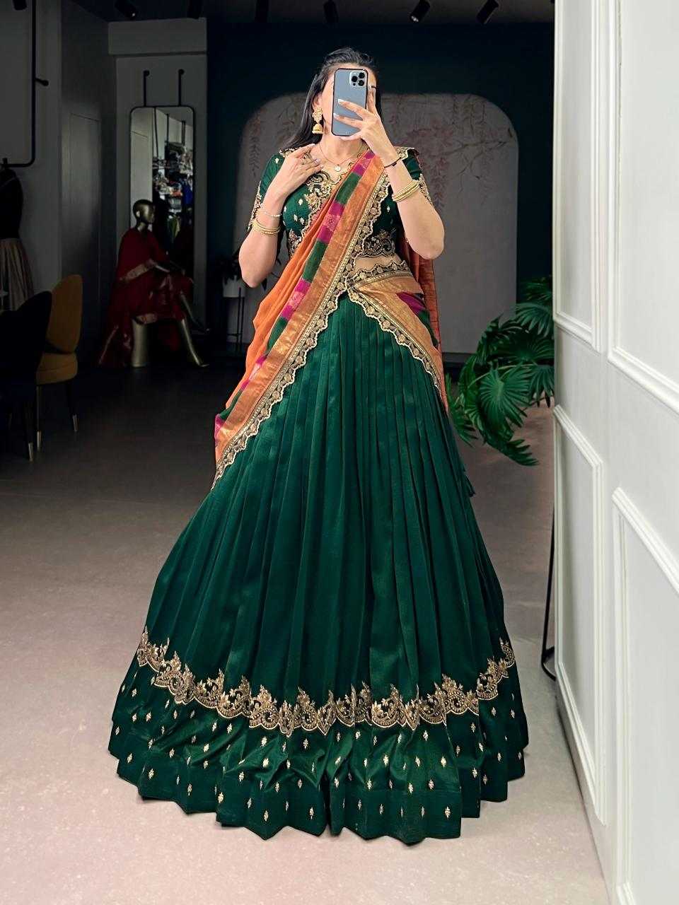 Vichitra Silk Lehenga in Blue