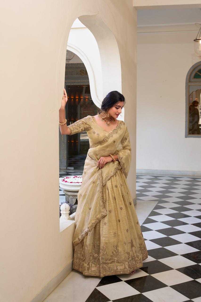 Soft Gold Crush Embroidered Lehenga