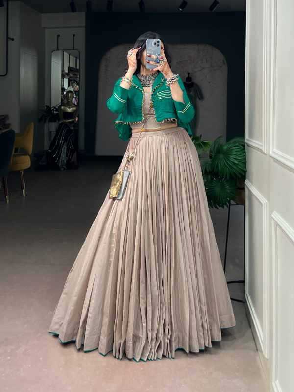 Pure Cotton Designer Lehenga in Gray