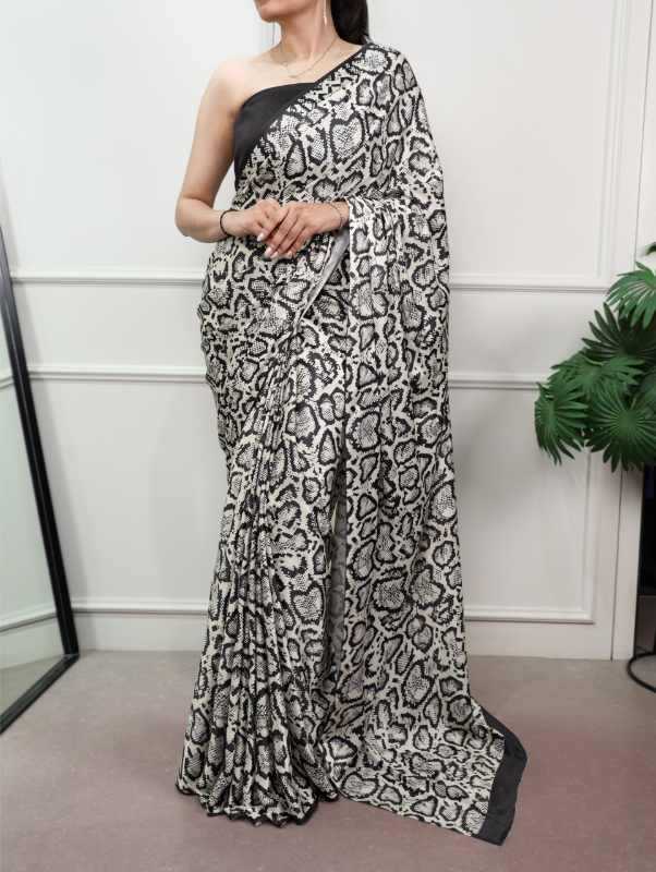 Satin Designer Saree in Black