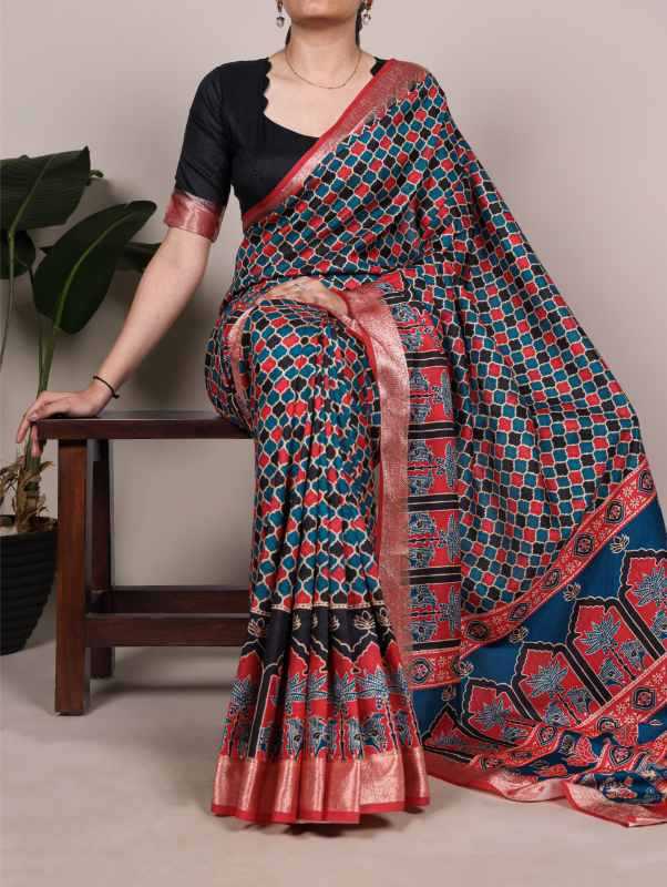 Tussar Silk Viscose Saree in Black