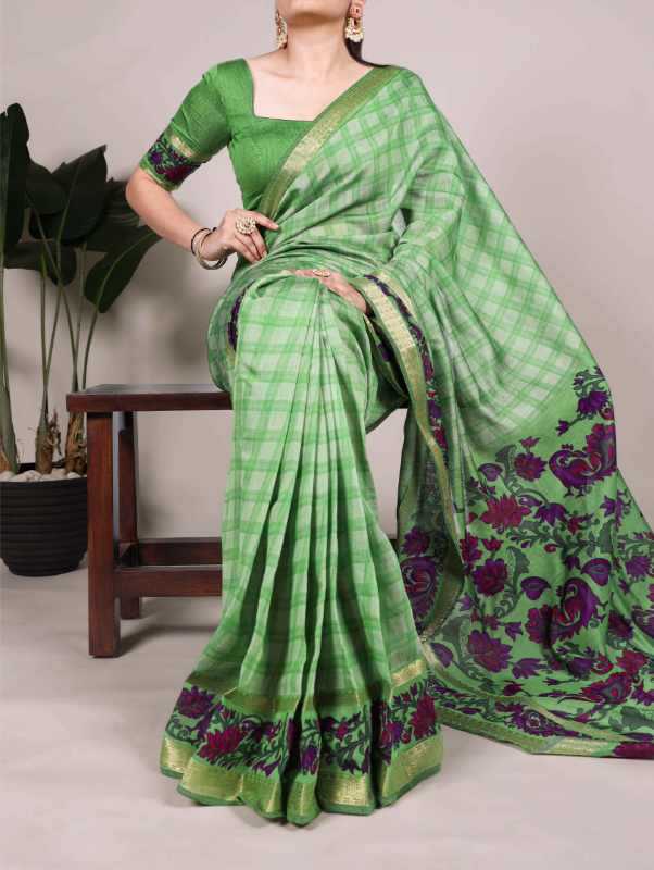 Viscose Chanderi Printed Saree