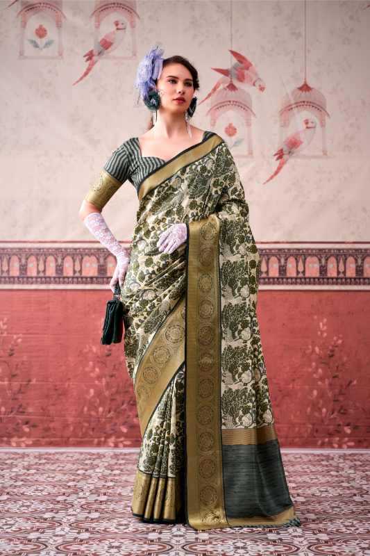Tussar Silk Printed Saree in Dark Maroon