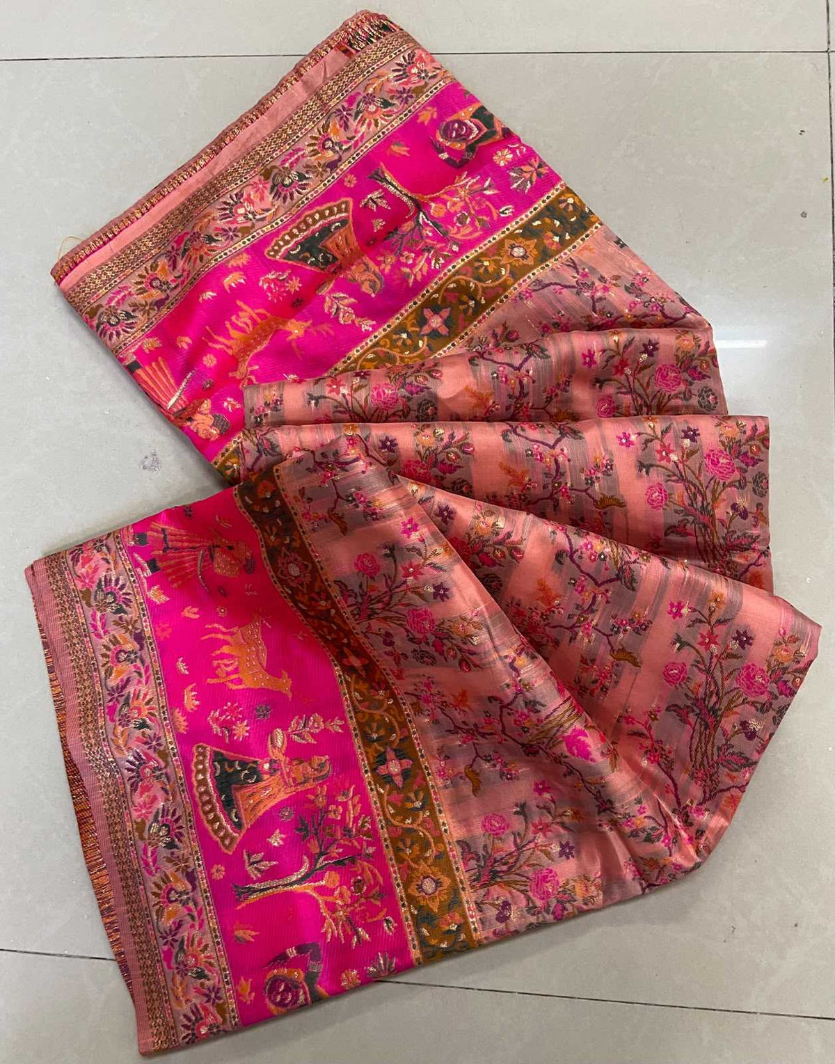 Pranvitha Pashmina Zari Border Saree