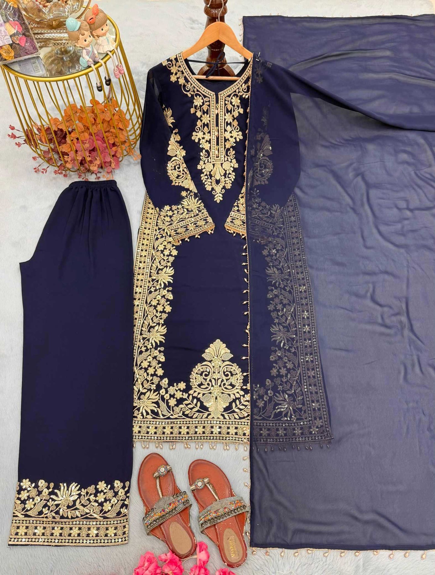Faux Georgette Embroidery Suit