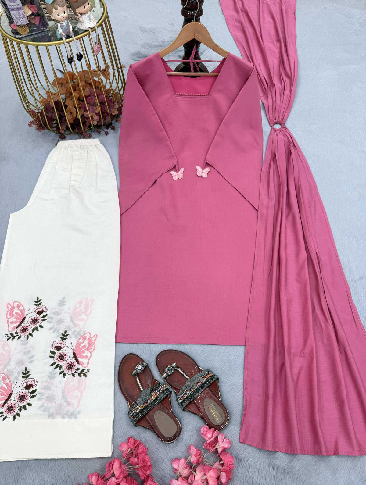 Heavy Roman Silk Embroidered Kurti 1172