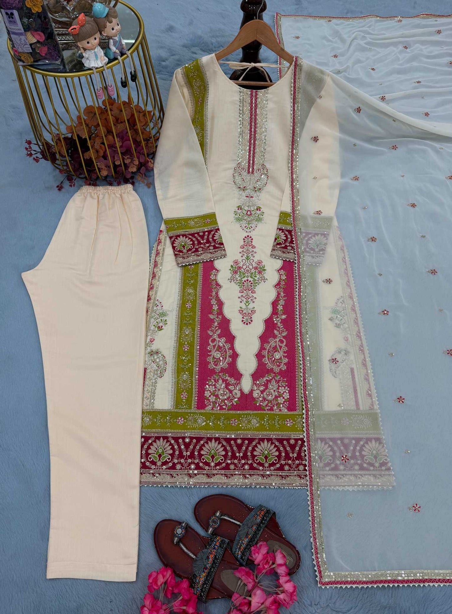 Heavy Roman Silk Embroidery Suit