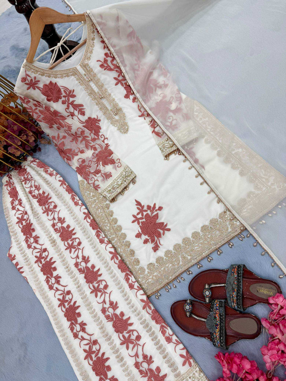 Premium Georgette Suit in White