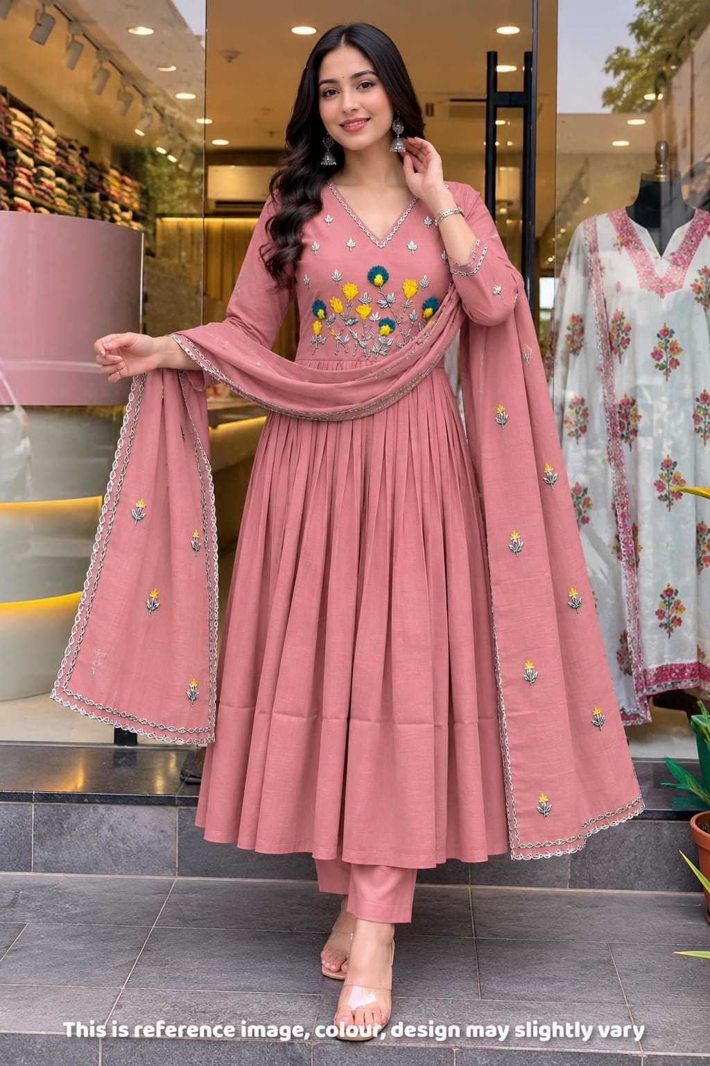 Nisha Chanderi Soft Anarkali Kurti