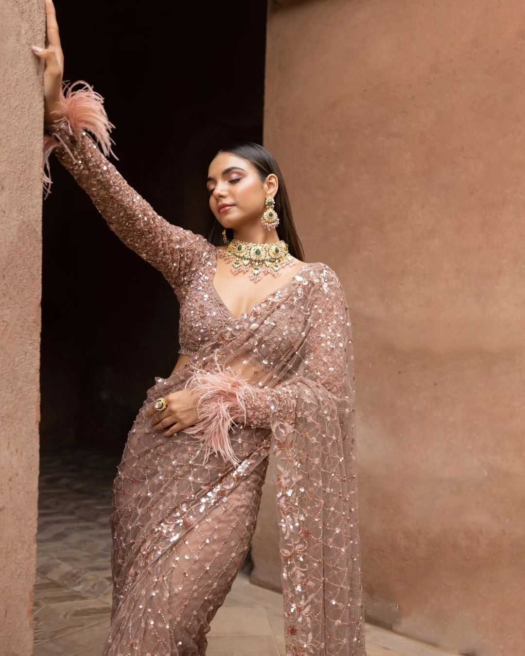 Butterfly Net Sequin Saree