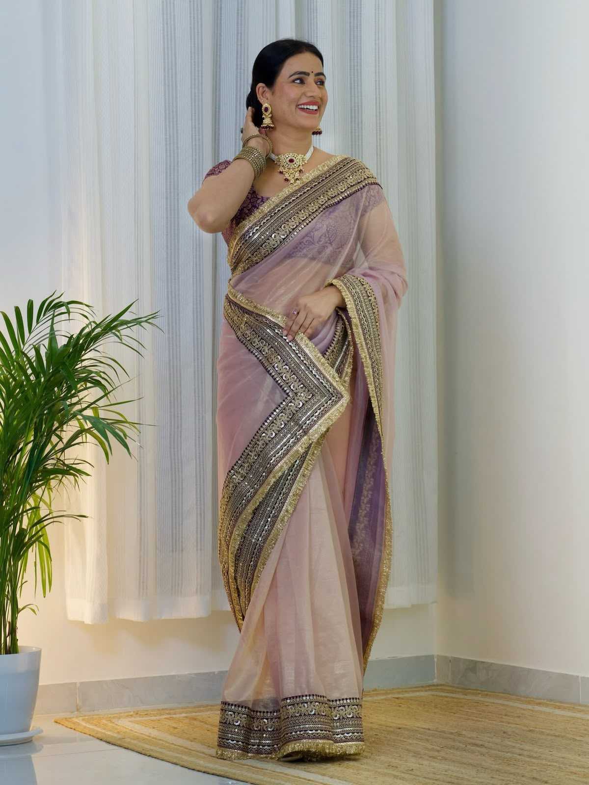Twill Net Designer Saree