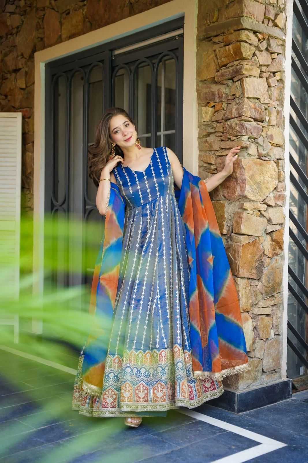 Organza Silk Printed Gown 307