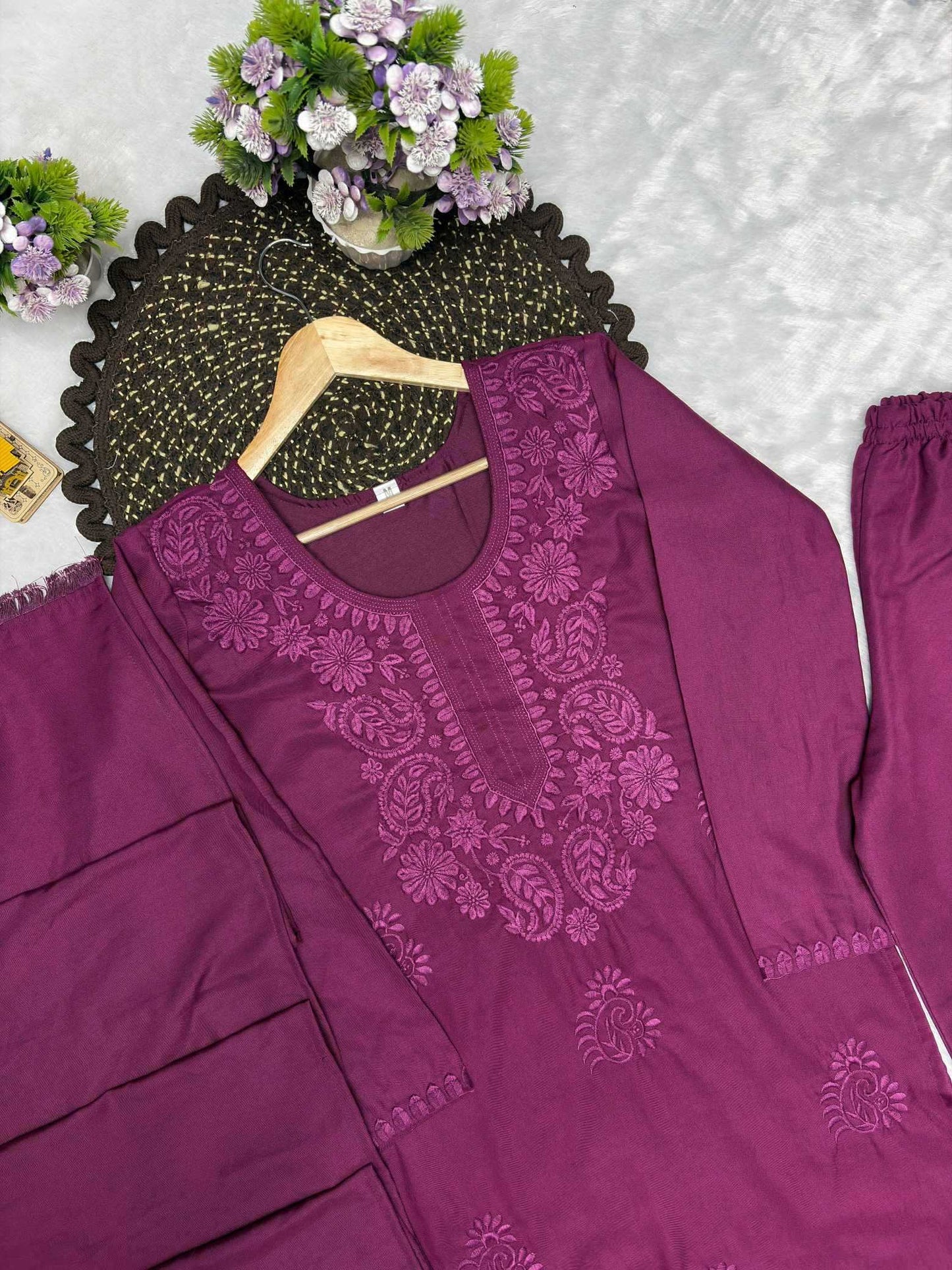 Rayon Embroidery Suit