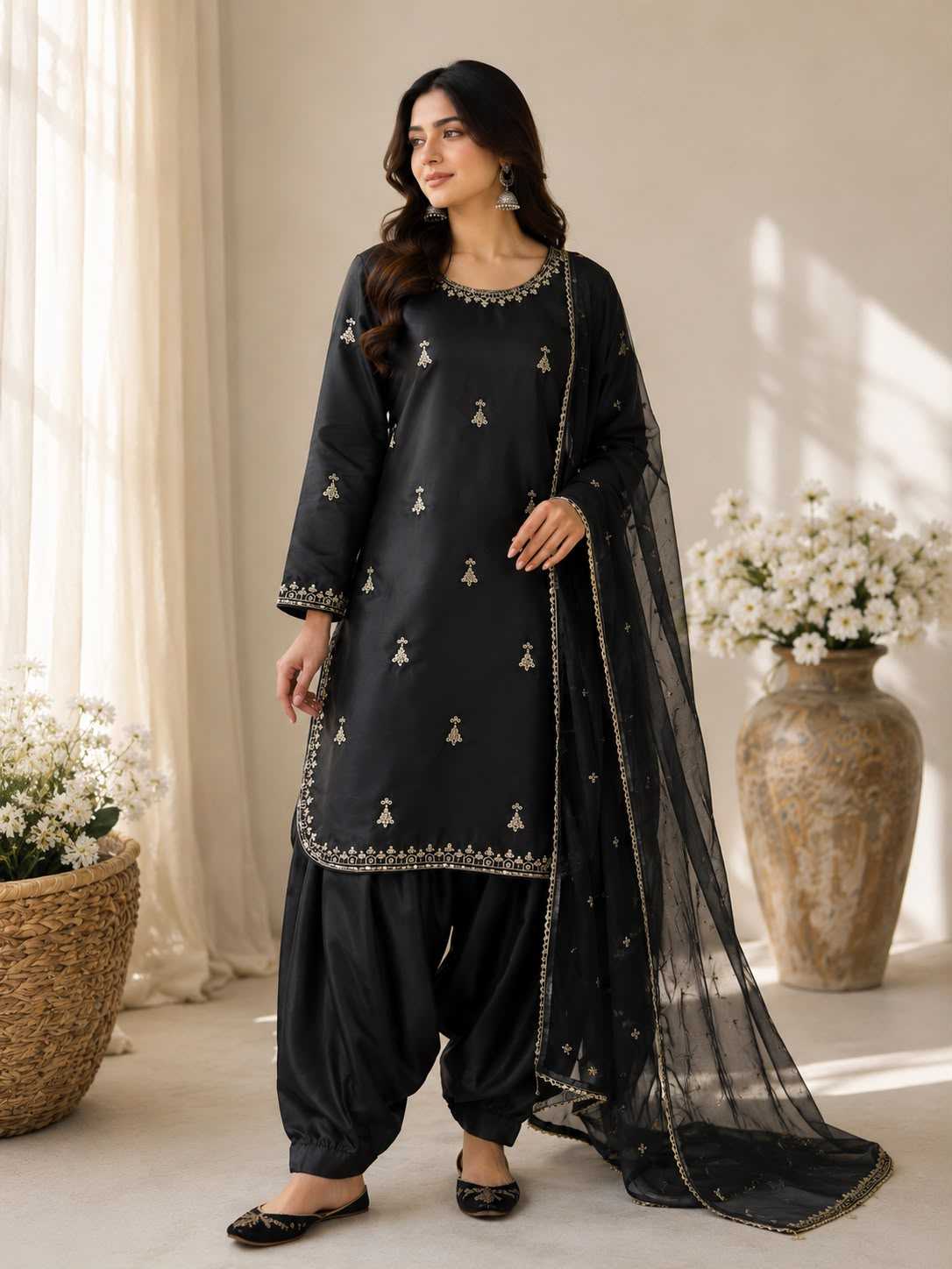 Satin Embroidery Suit 005