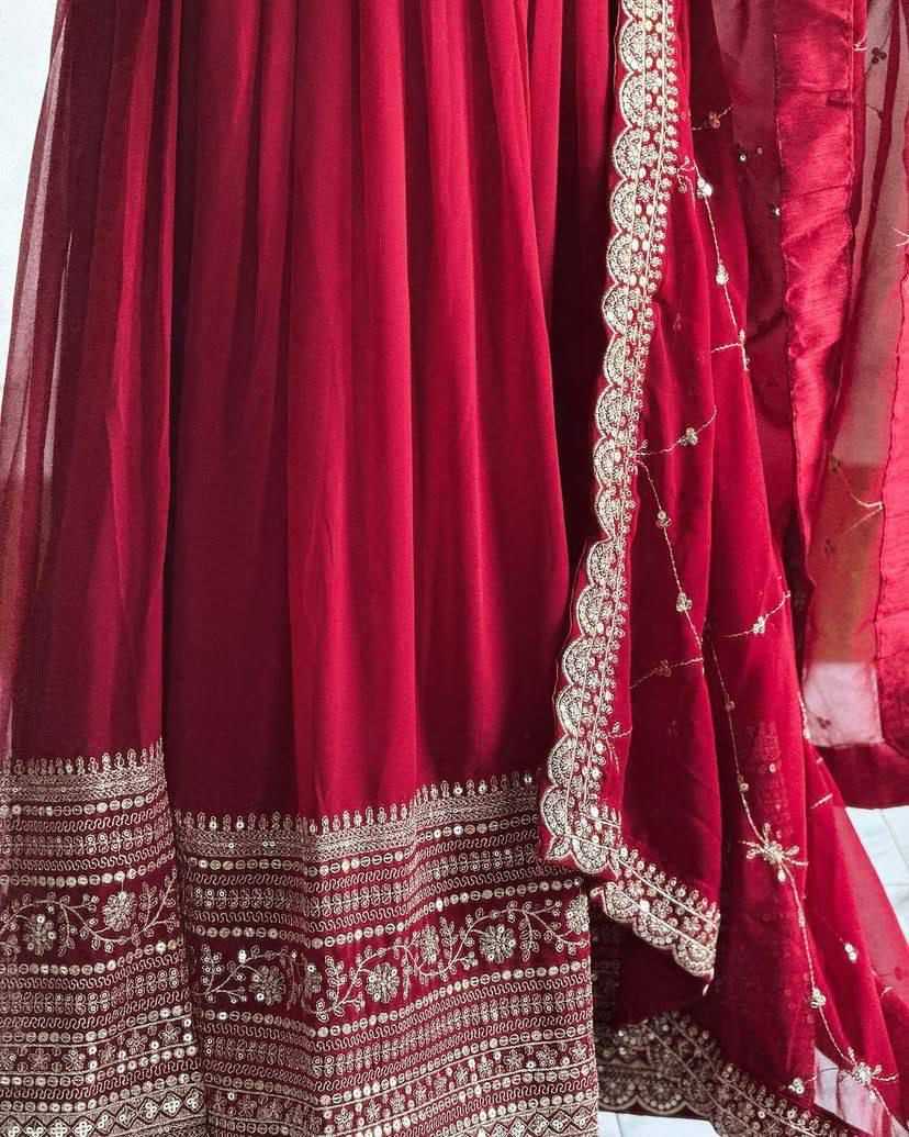 Faux Georgette Embroidery Gown 5044