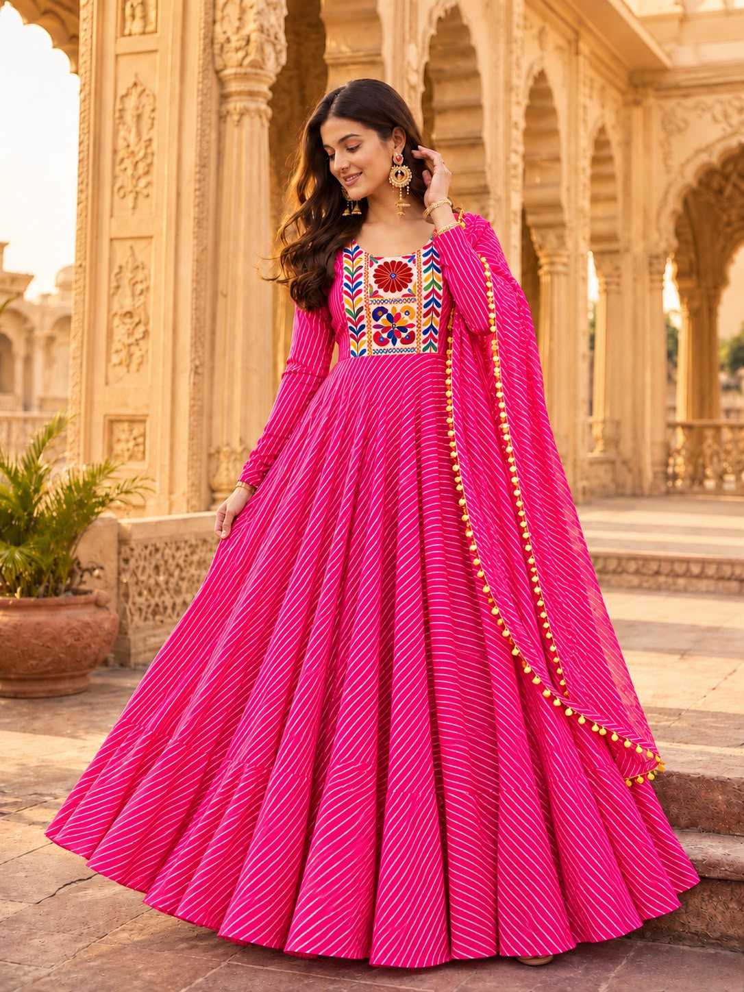 Faux Georgette Printed Gown 5076