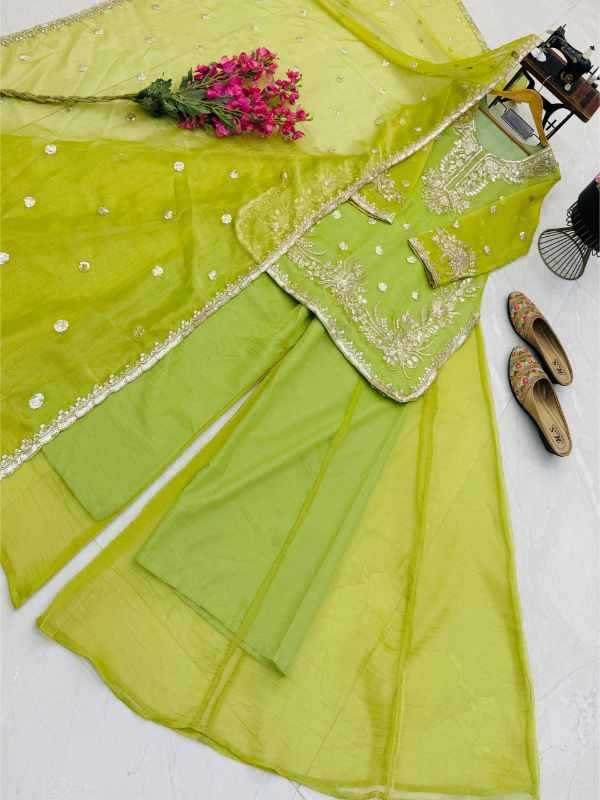 Crush Silk Sharara Salwar Suit