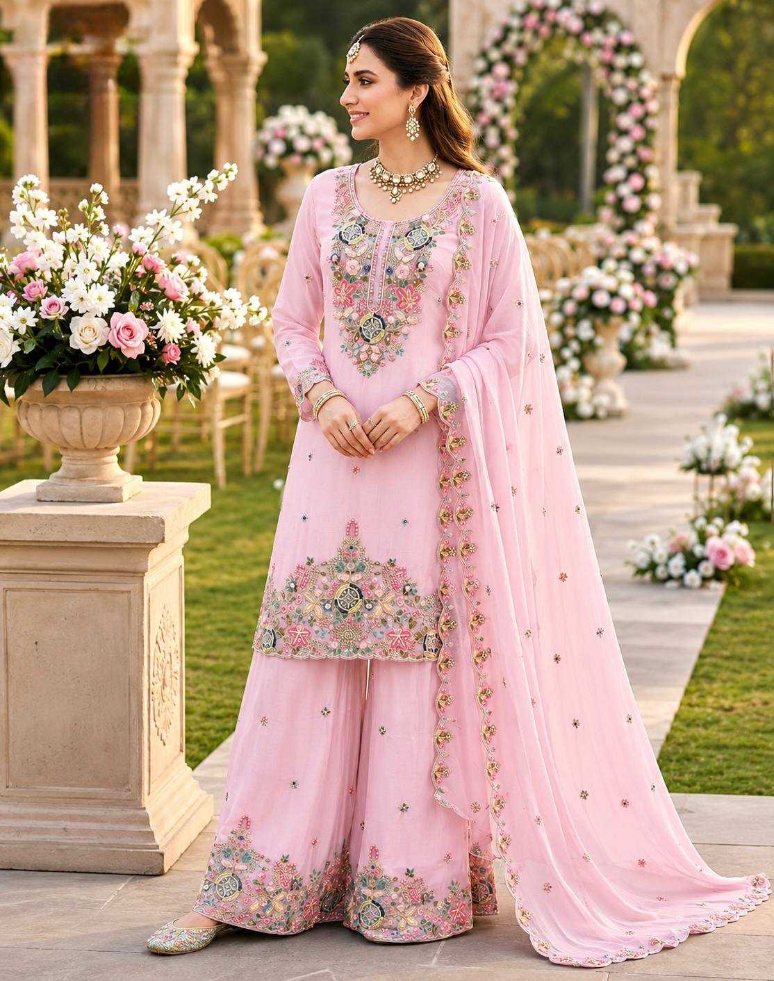 Chanderi Cotton Sharara Salwar Suit
