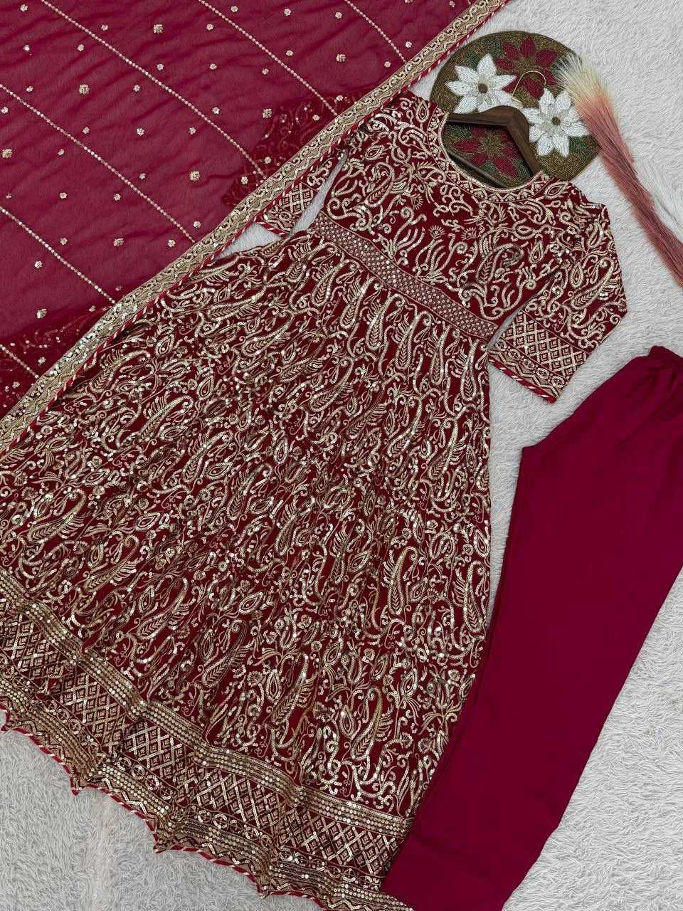 Faux Georgette Embroidery Gown