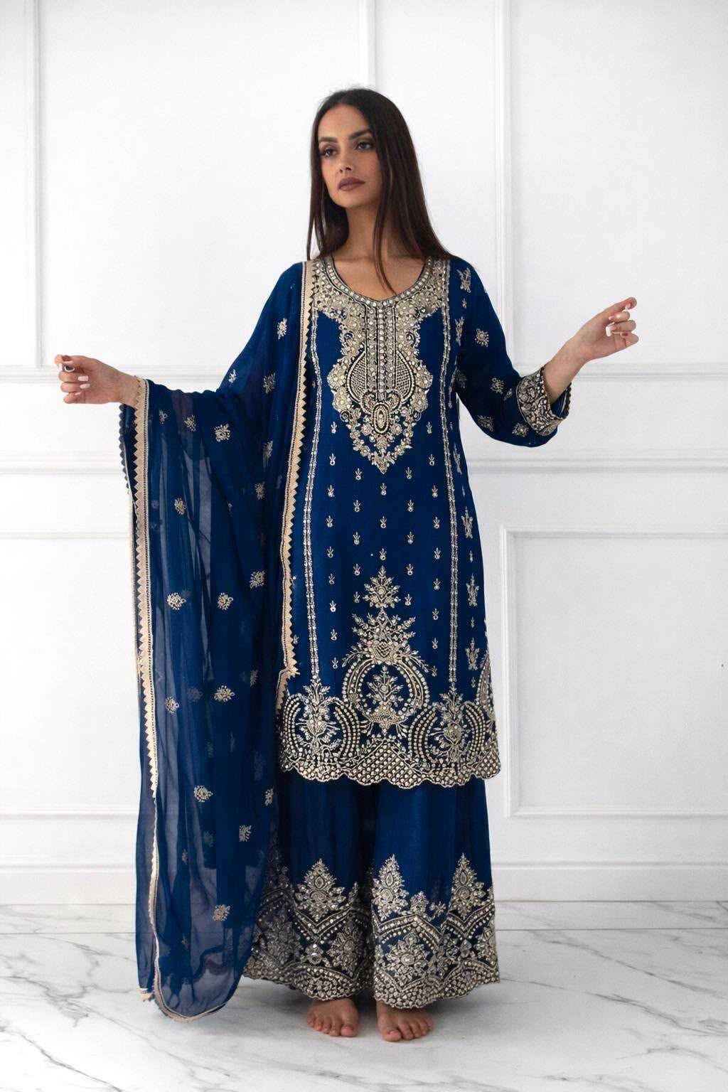 Chinon Silk Sharara Salwar Suit