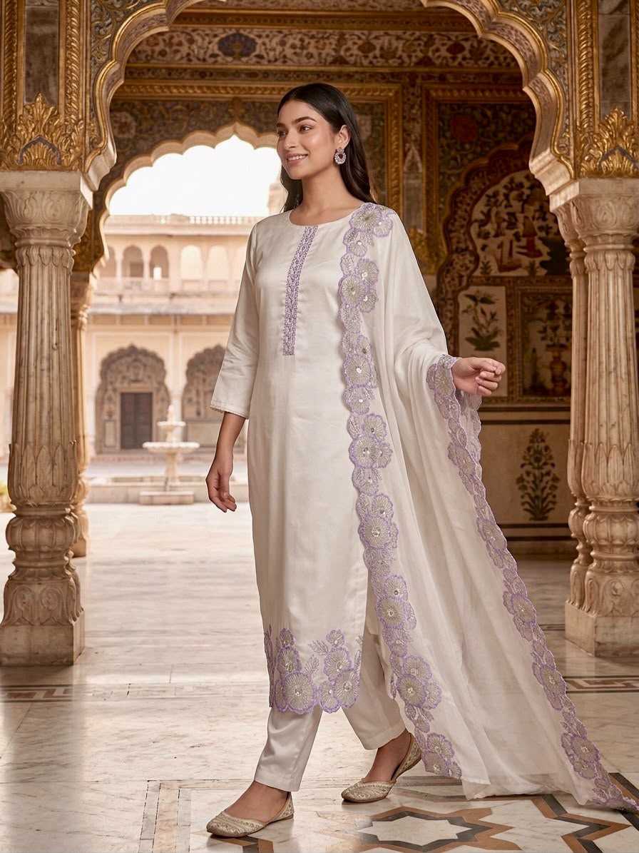 Heavy Roman Silk Embroidery Suit