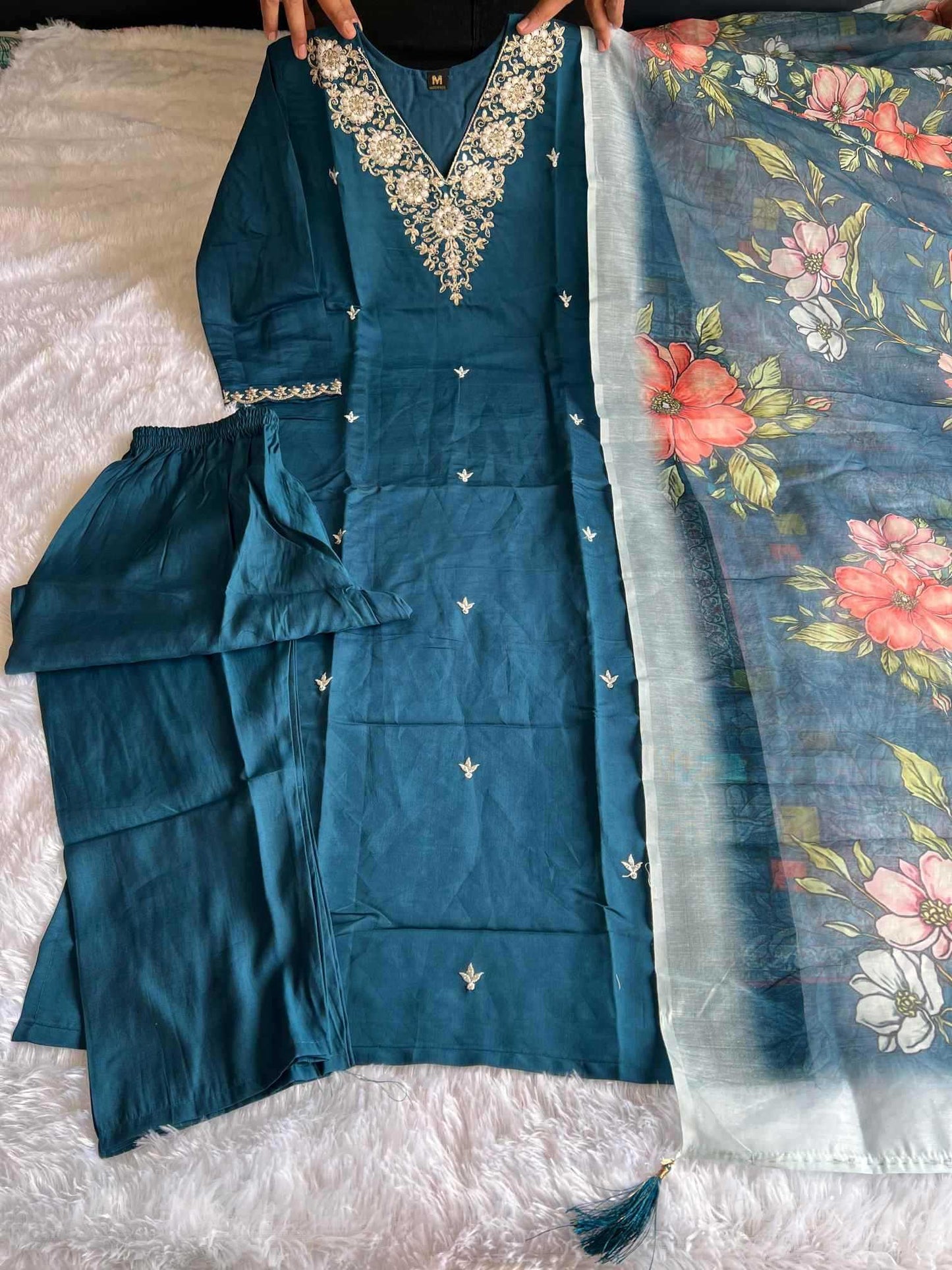 Heavy Roman Silk Designer Kurti
