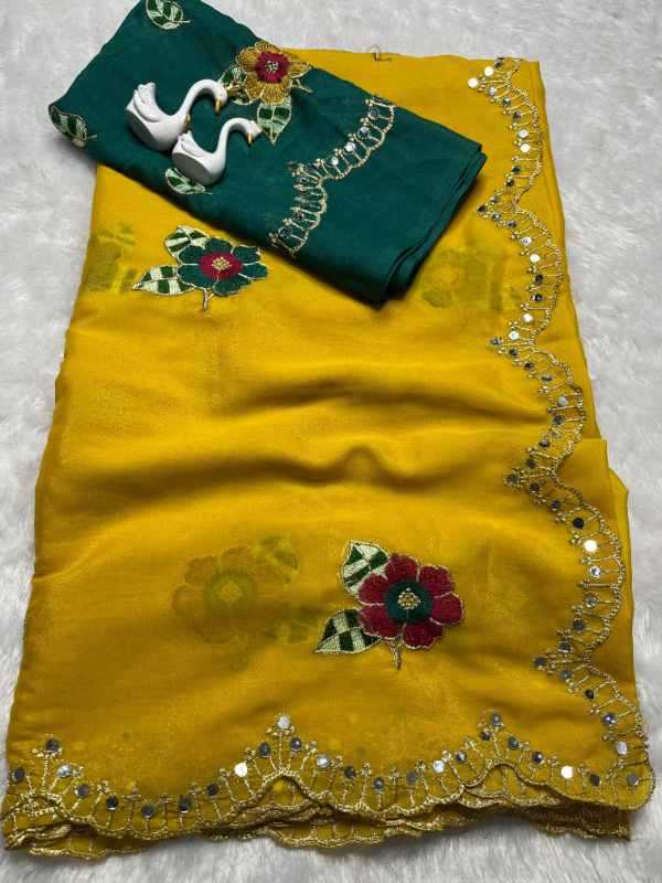 Tract Rangoli Silk Embroidered Saree