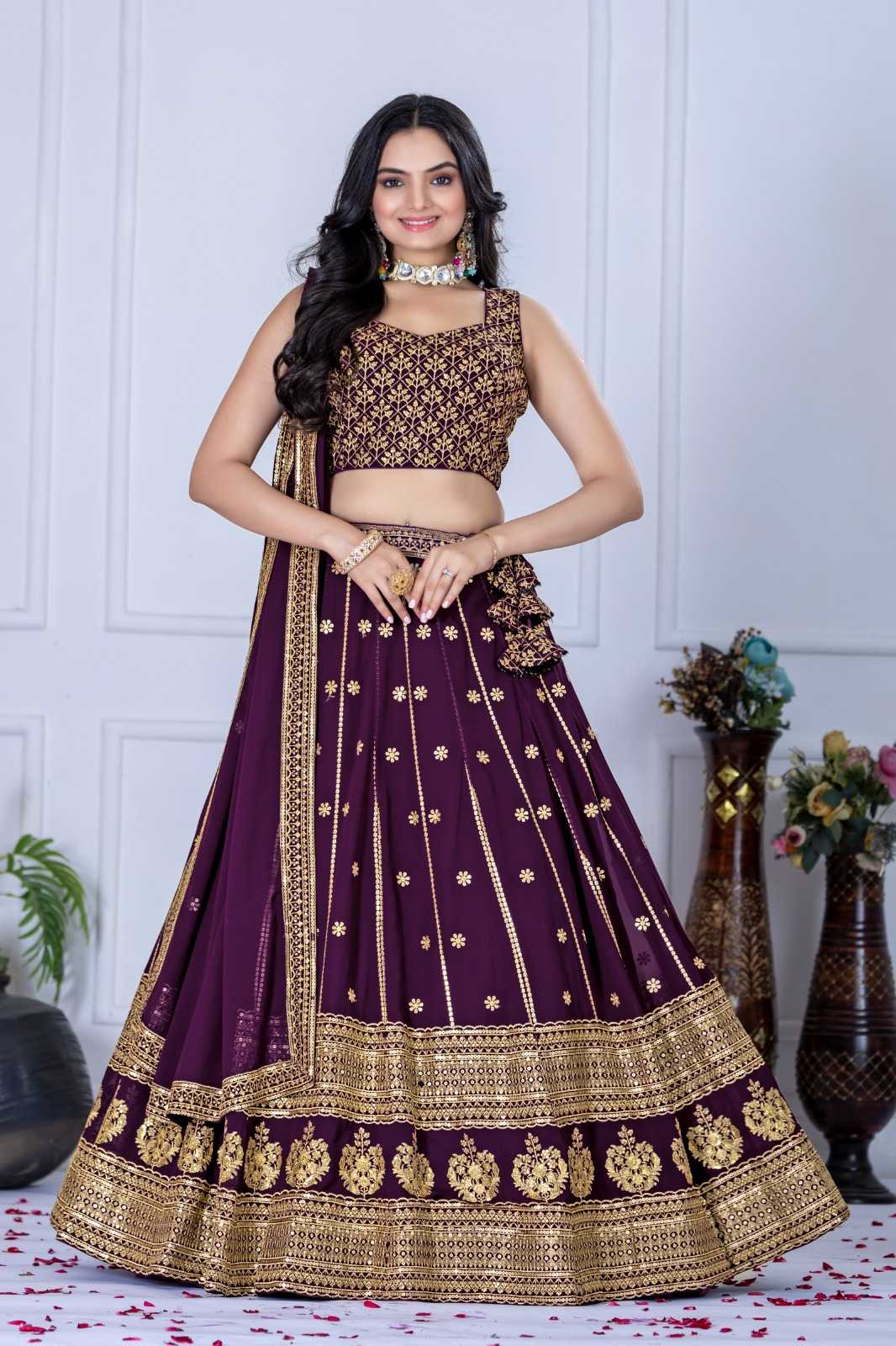 Faux Georgette Embroidered Lehenga