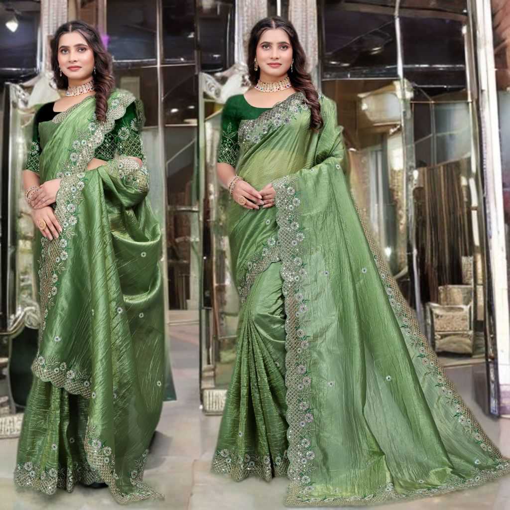 Soft Gold Crush Designer Saree