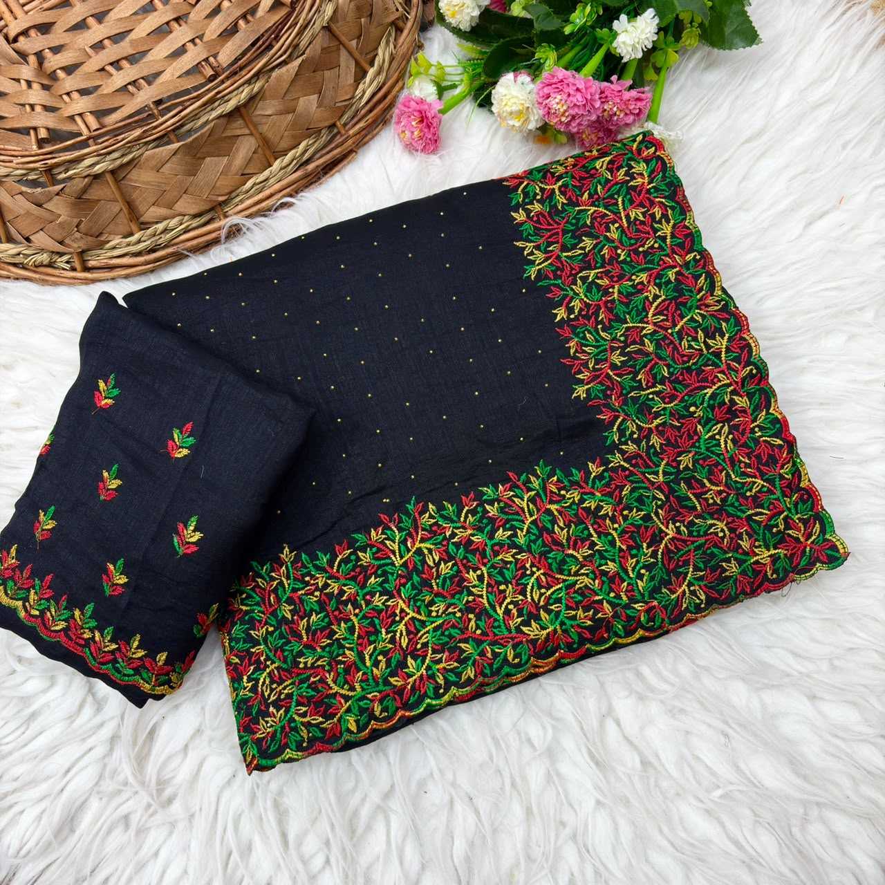Soft Vichitra Party Wear Saree