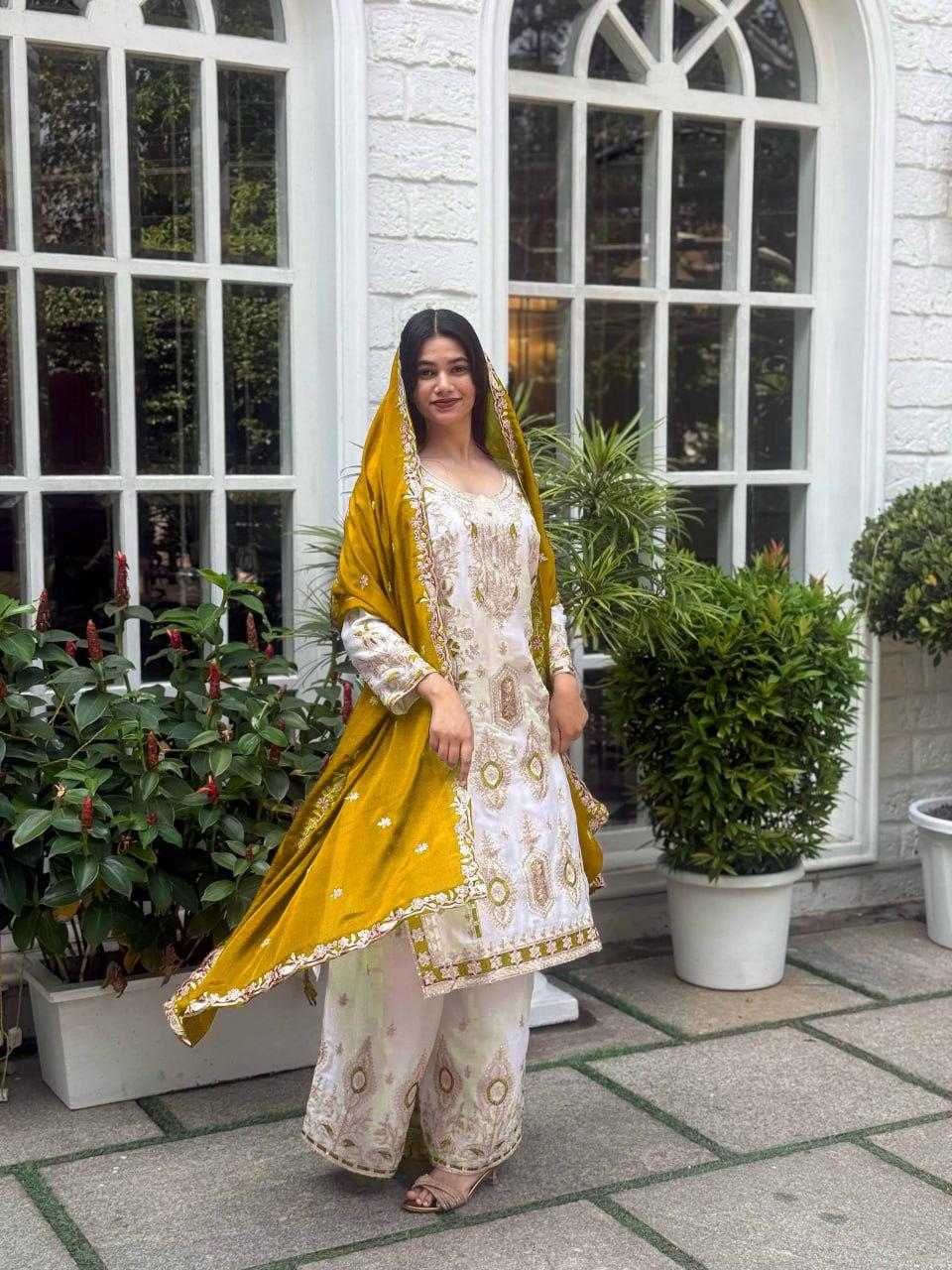 Chinon Silk Embroidery Suit
