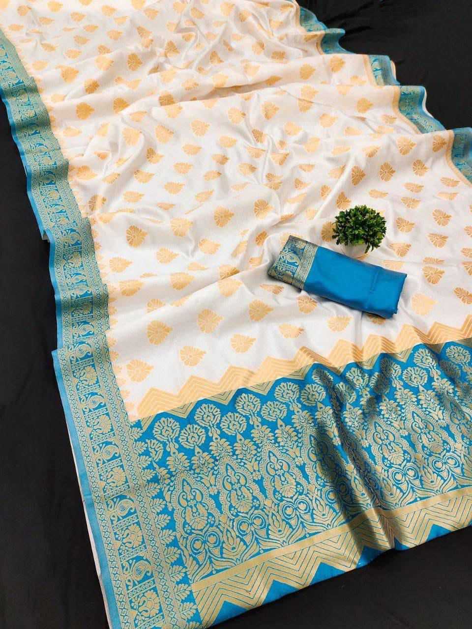 White-rama Lichi Silk Soft Saree