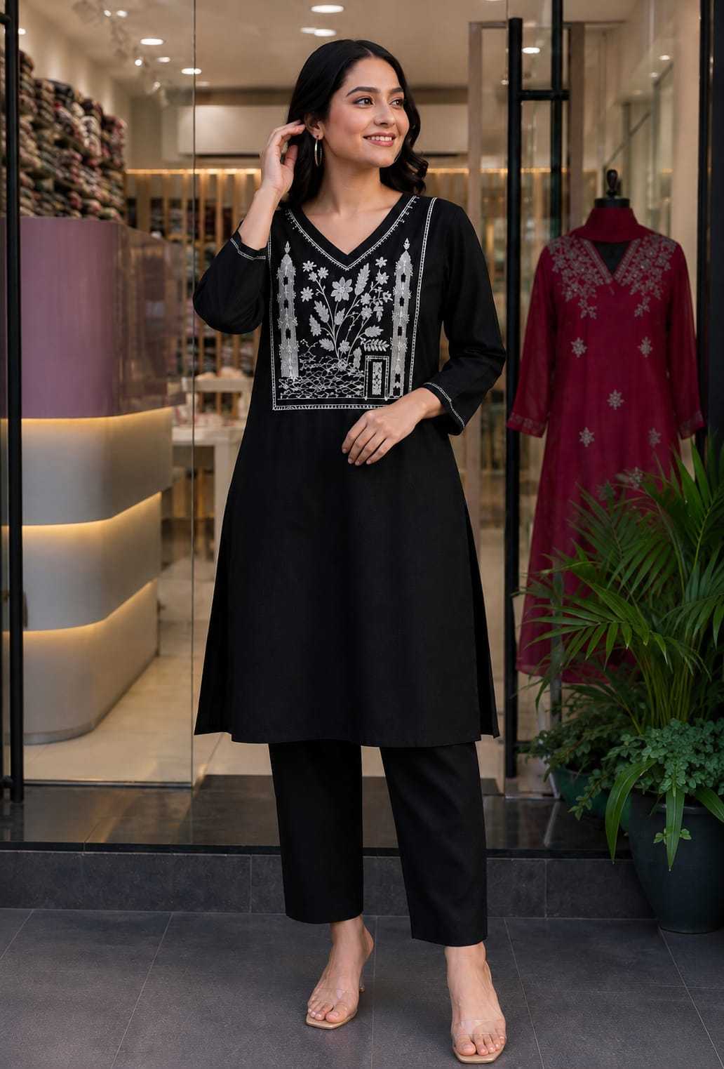 Slub Reyon Party Wear Kurti