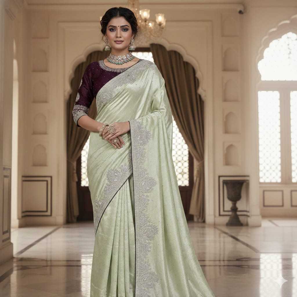 Chinon Designer Saree in Light Pink