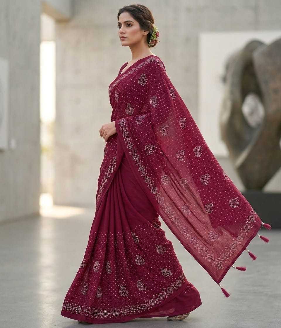 Vichitra Silk Designer Saree in Maroon