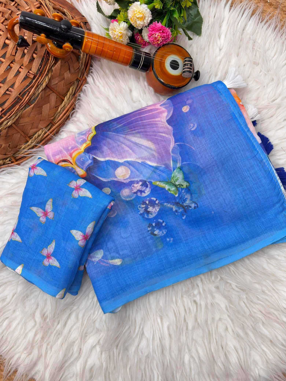 Linen Fancy Saree in Grey