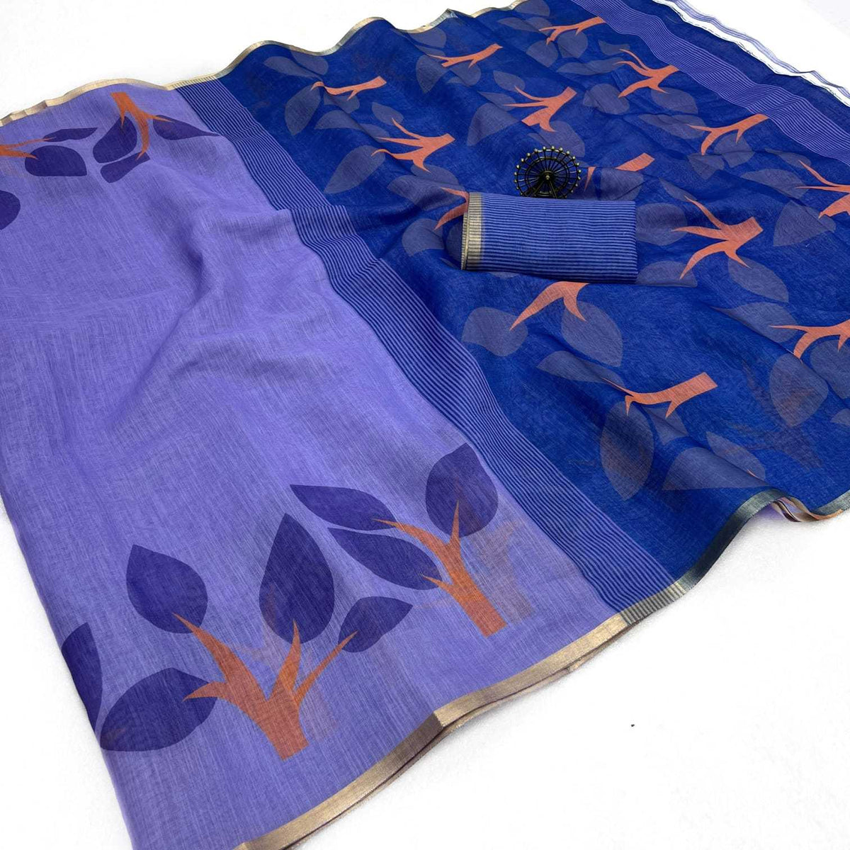Linen Designer Saree in Pink